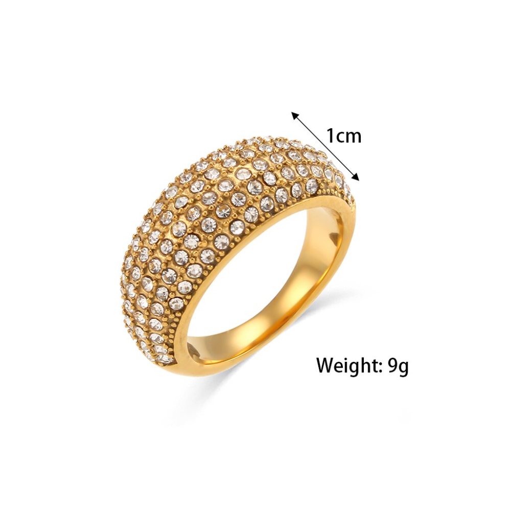 Luxury Micro Pave‎ Zircon Designer 18K Gold Plated Ring Stainless Steel - Picture 7 of 9